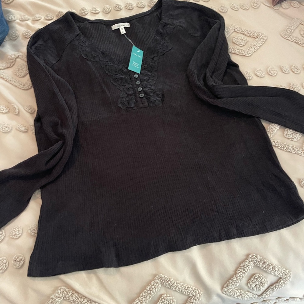 Maurices Long Sleeve Top with Lace Accents